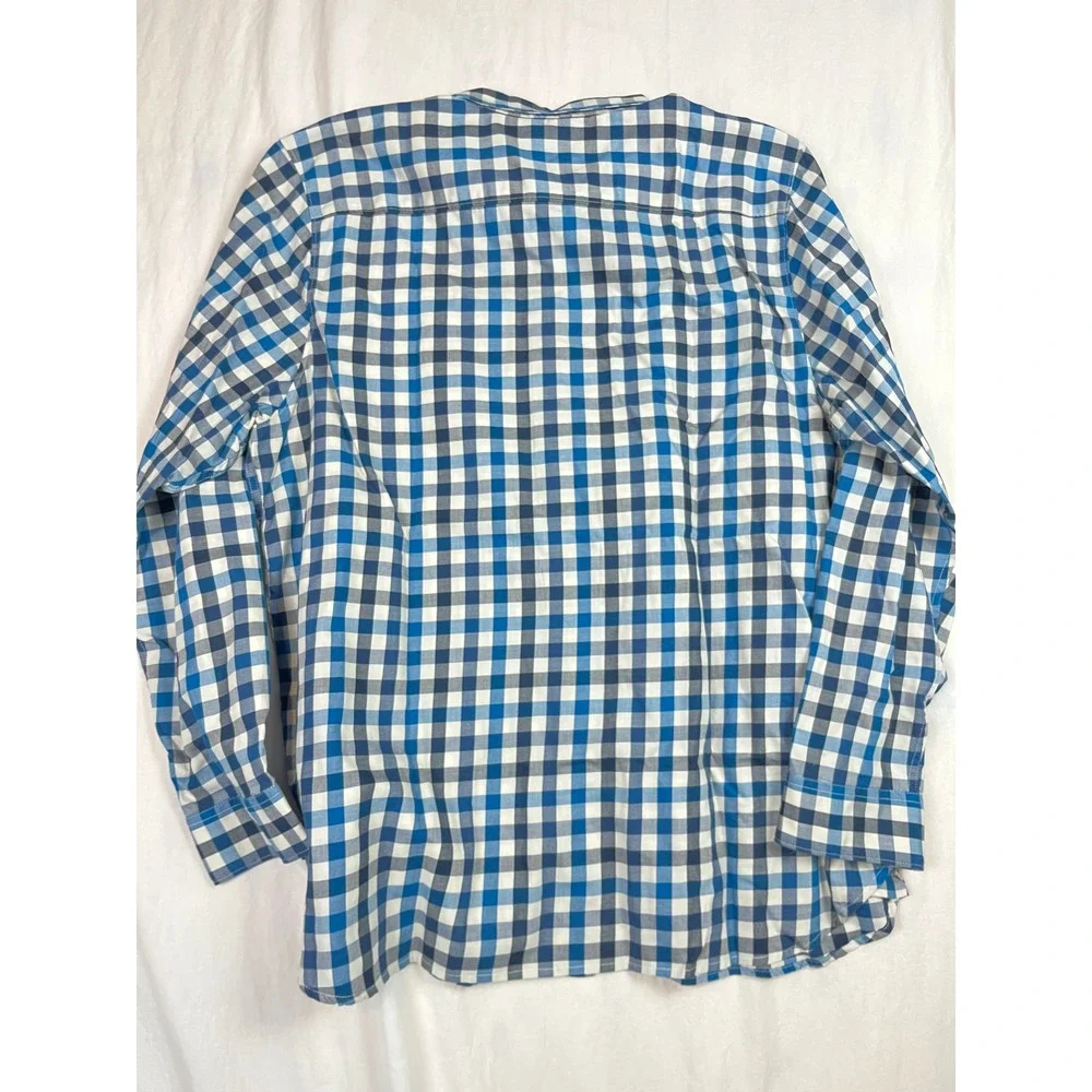 The North Face Mens Tekware Gingham Check Long Sleeve Button Down Shirt Blue XXL